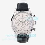Swiss Clone TW Patek Philippe Complications White Dial Leather Strap Watch 